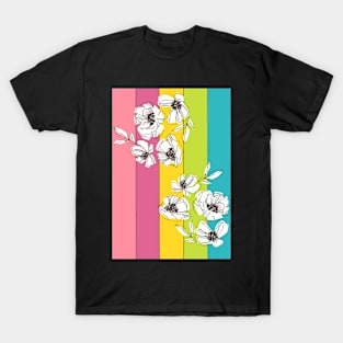 Tropical Stripes and Flowers T-Shirt